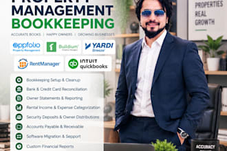 do bookkeeping in appfolio, buildium and rent manager