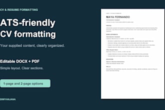 create and format an ats friendly CV or resume