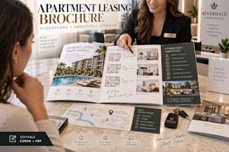 design a multifamily apartment leasing brochure in canva, marketing brochure