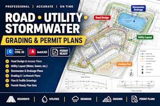 design road, utility, stormwater, grading and permit ready plans