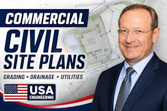 prepare commercial civil site plans grading drainage and utilities