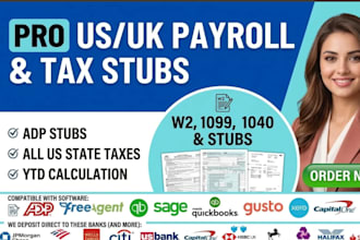 do USA payroll processing, calculate payroll stubs, gusto, w2, 1099 and 1040