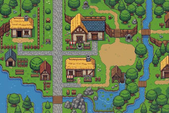 create 8bit 16bit pixel art tileset tilemap rpg game background top down assests