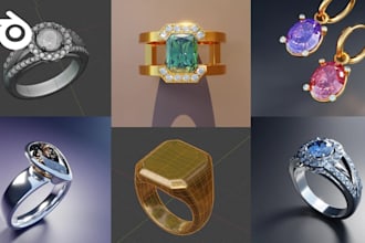create 3d jewelry cad models for rings, earrings, pendants and custom pieces stl