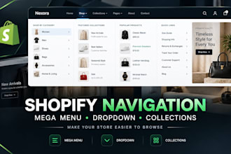 create or fix your shopify navigation menu, dropdown and mega menu