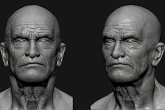 sculpt realistic 3d head bust full body model, face likeness