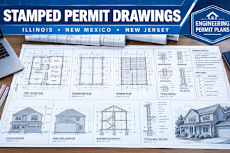 provide illinois, new mexico, new jersey stamped drawings for engineering permit