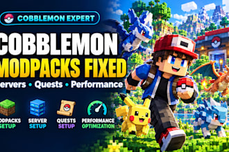 ceate and fix cobblemon modpacks, servers, quests and performance optimization