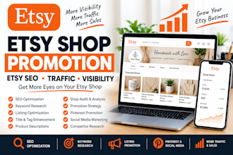 etsy shop promotion etsy listing and etsy SEO to increase traffic and sales