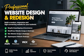 dropshipping shopify, wordpress website, wix design, squarespace  redesign