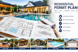 draw deck patio carport pool garage and outdoor residential permit plans
