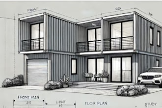 do container house plan, tiny house plan, architectural cad, floor plan