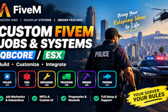 create custom fivem roleplay jobs, systems and qbcore esx mechanics