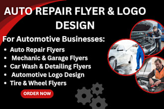design auto repair, car wash and automotive service flyers