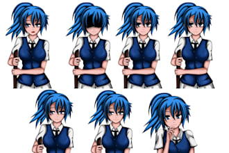 draw visual novel anime sprites game background character design character sheet