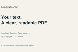 format your supplied text into a clean readable PDF document