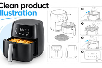 create step by step product instruction illustrations and line art