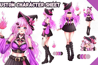 draw vtuber model 2d vtuber 2d character sheet live2d anime vtuber design avatar