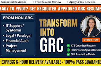 rewrite your IT, legal, audit, project manager resume for grc compliance roles