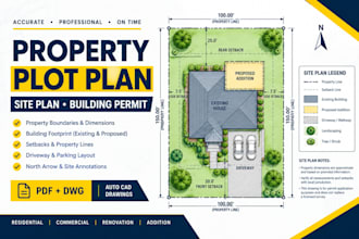 draw property plot plan and site plan for building permit