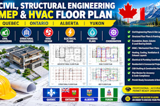 civil, structural engineering mep hvac floor plan quebec ontario alberta yukon