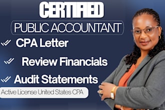 write US CPA letter, CPA reviewed, audit financial statements, profit and loss