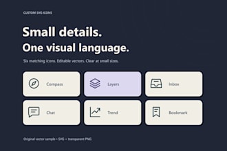design six matching outline svg icons for your app or website