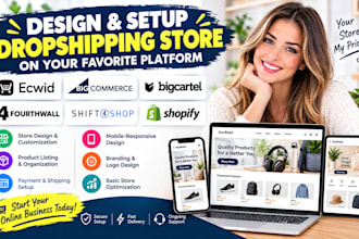 design ecwid dropshipping store, bigcomerce, bigcartel, fourthwall, shift4shop