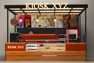 visualize 3d kiosk design, trade show booth, retail display design, exhibition