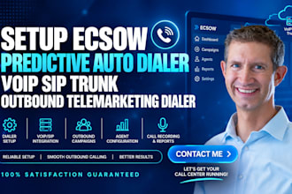 setup ecsow predictive auto dialer, voip sip trunk outbound telemarketing dialer
