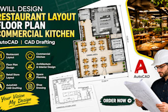 design restaurant layout floor plan commercial kitchen autocad cad drafting