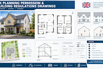 draw UK planning permission and building regulations drawings