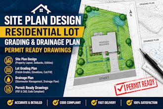 site plan design residential lot grading drainage plan permit ready drawings
