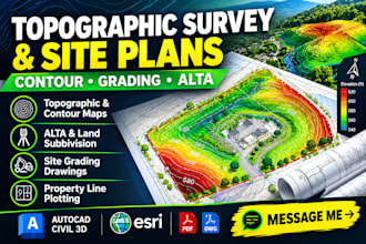 create topographic survey, contour map, site plan, alta survey, grading drawings