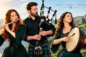 professionally record  bodhran celtic flute scottish bagpipes, irish celtic harp