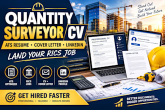 write ats quantity surveyor CV, cover letter, resume and linkedin for ric
