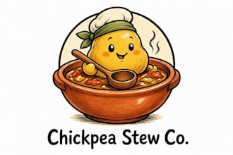 make different hand drawn chickpea stew logo for your company