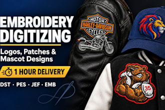 do image to embroidery digitizing embroidery patch design dst pes jer in 1 hour