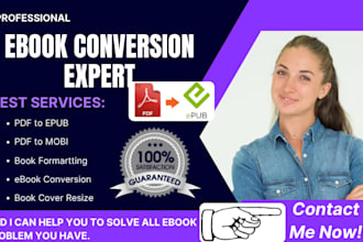 do ebook conversion, ebook formatting, pdf to epub, mobi, and kindle formatting