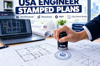 engineer stamp usa architectural plan mep structural drawing city permit floor