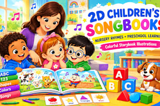 illustrate 2d children songbook, nursery rhymes and preschool learning pages