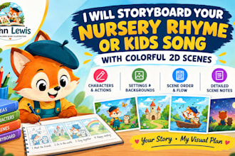 storyboard your nursery rhyme or kids song with colorful 2d scenes