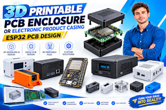 3d printable pcb enclosure or electronic product casing esp32 pcb design