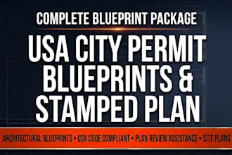 provide city permit drawings as usa architect for building blueprints drawing