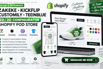 setup zakeke kickflip customily teeinblue 2d 3d configurator shopify pod store