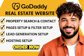 design godaddy real estate website with SEO mls idx integration