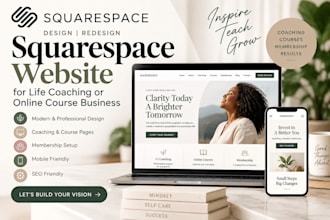 design redesign squarespace website for life coaching or online course business