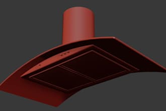 design kitchen heat extractor product with tech pack and animation