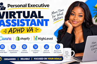 personal executive virtual assistant adhd va canva shopify gohighlevel business