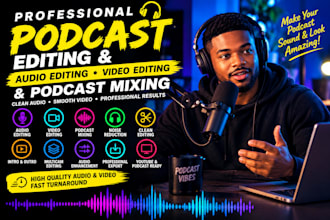 edit podcast audio and video editing and mix podcast